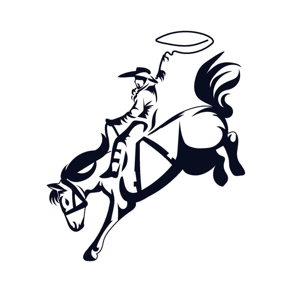 Cowboy riding a bucking horse vector