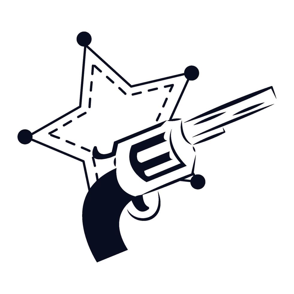 A revolver and a star on a white background vector