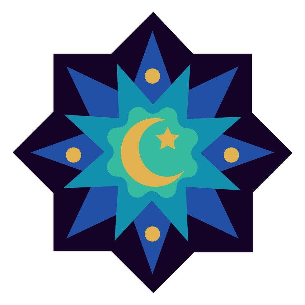 The crescent and star is in the middle of a star vector