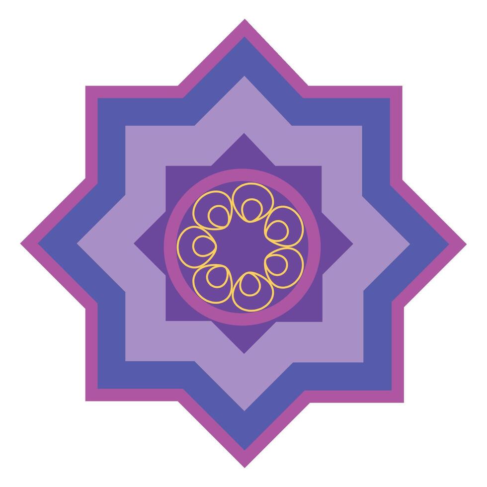 A purple star with a gold design in the center vector