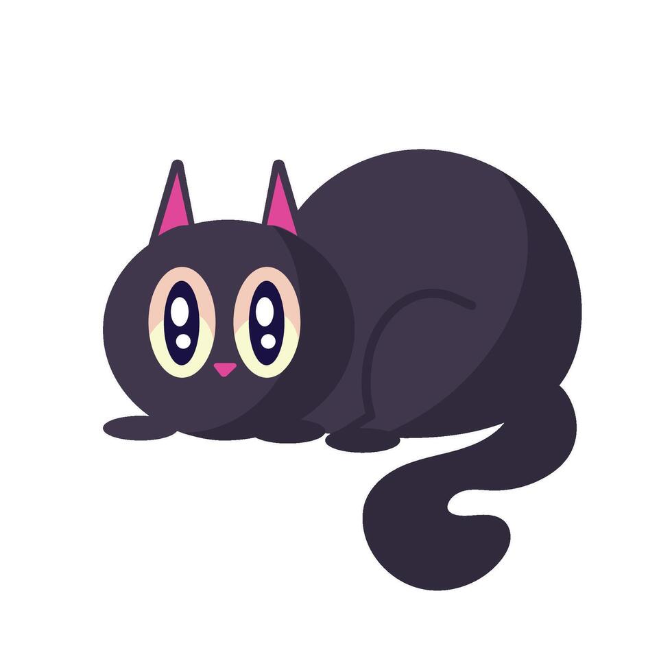 A black cat with pink eyes and big eyes vector