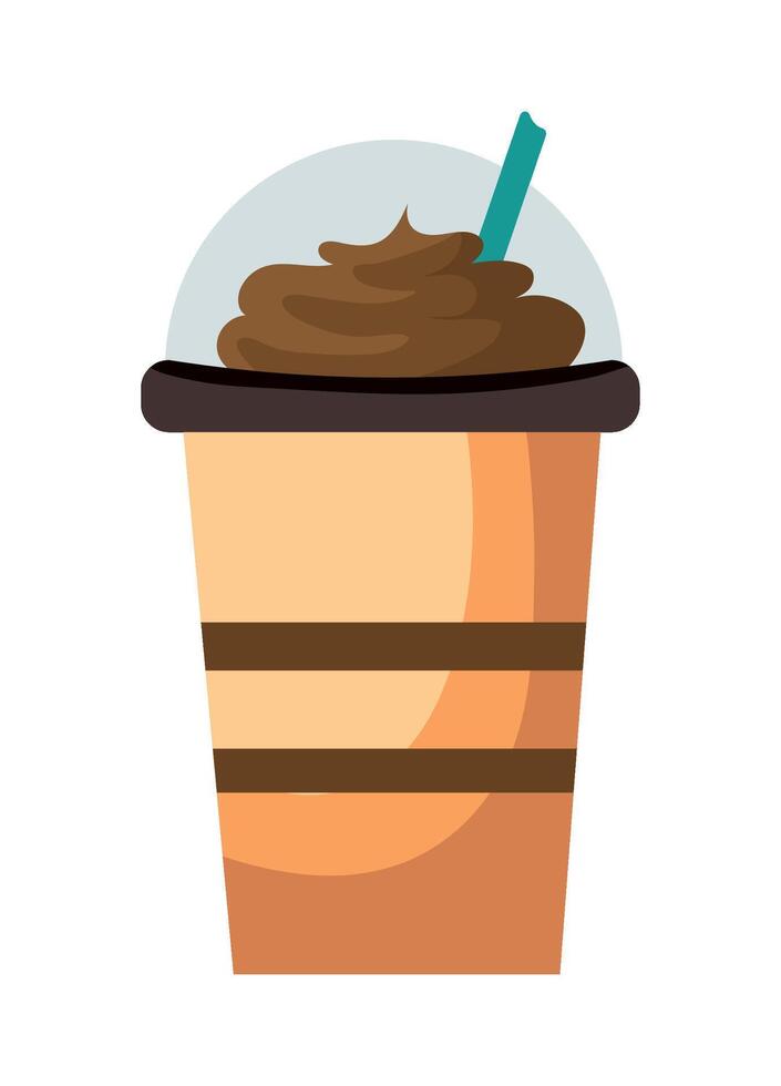 Coffee drink in a cup with a straw illustration vector