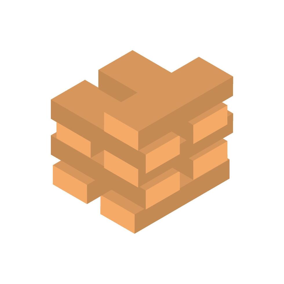 A stack of bricks on a white background vector