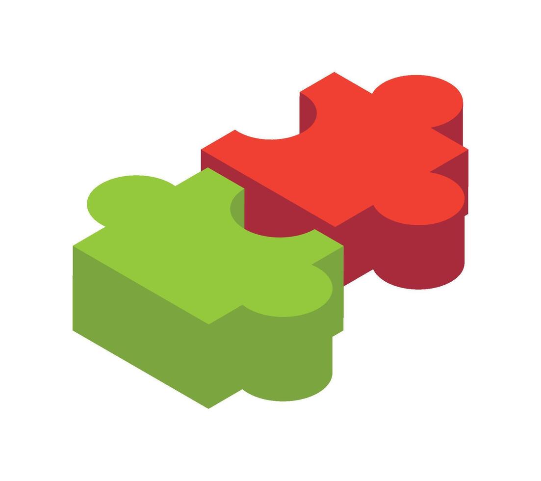Two puzzle pieces are shown together on a white background vector