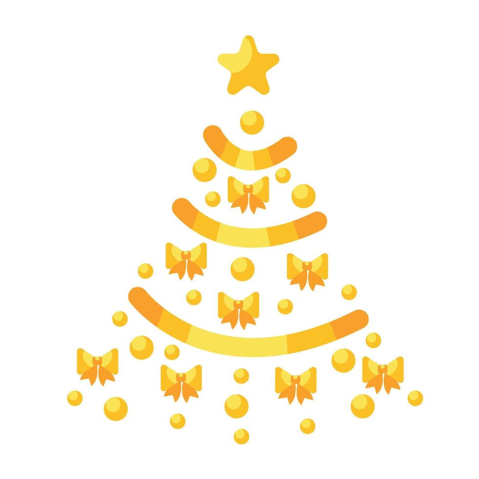 Christmas tree with gold bows and bows vector