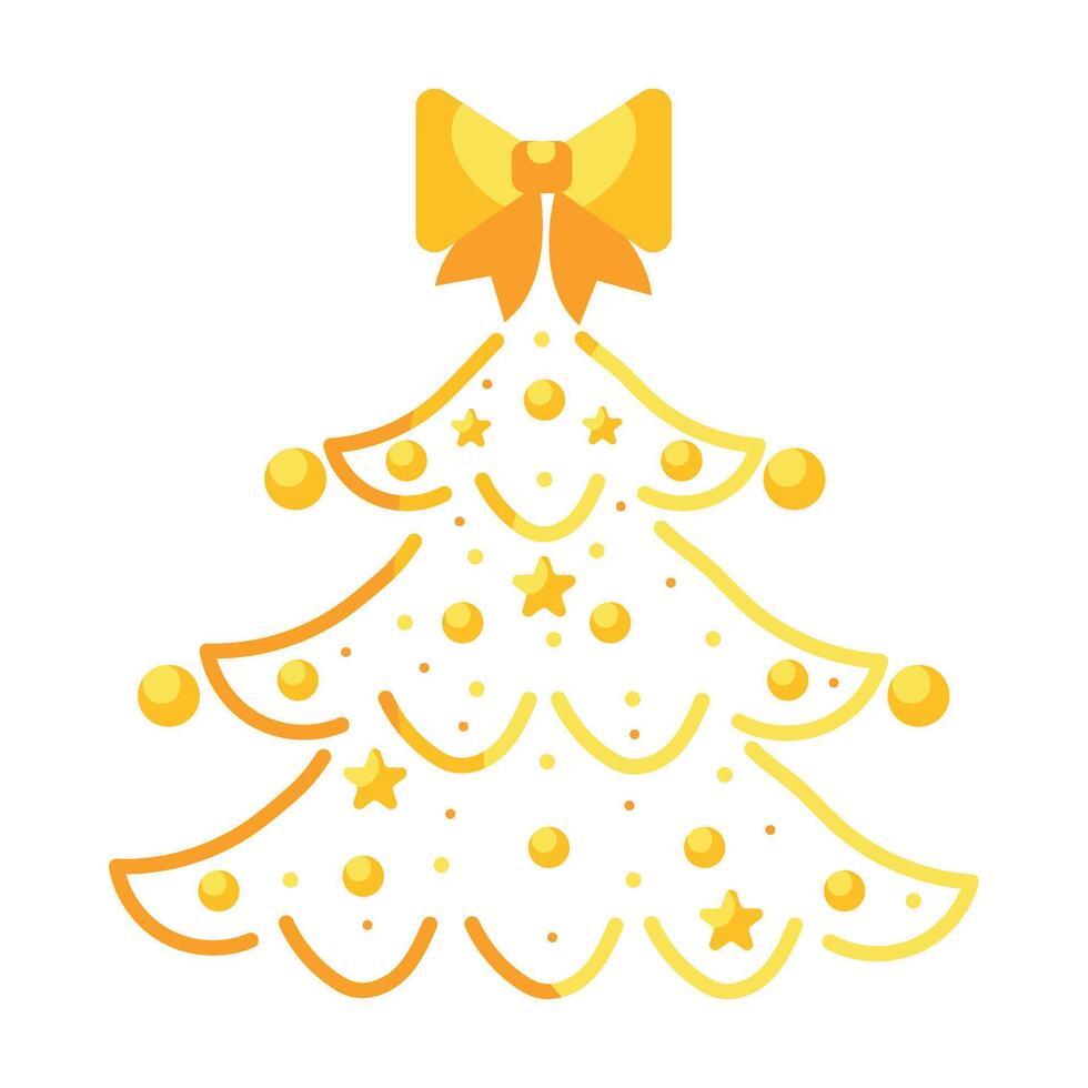 Christmas tree with bow and stars vector