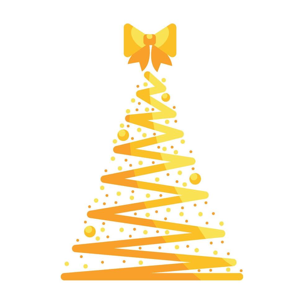 Christmas tree with gold bow vector