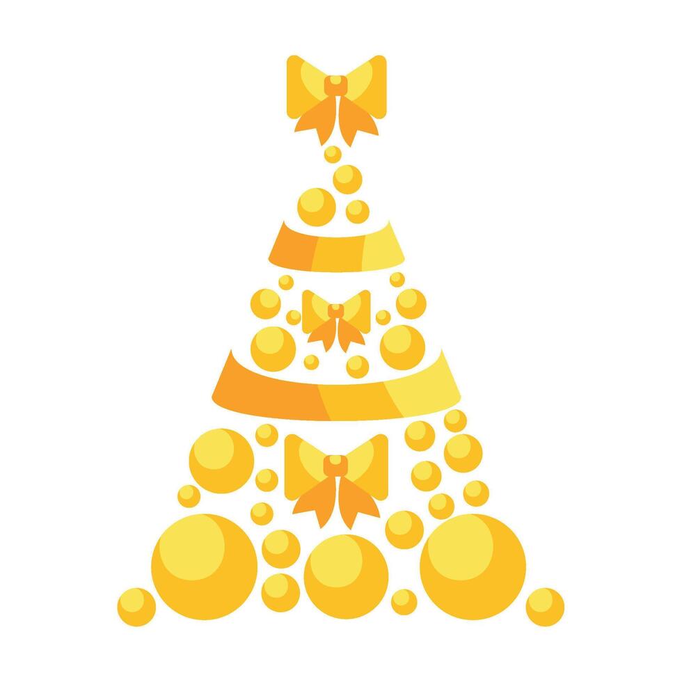 Christmas tree with gold balls vector