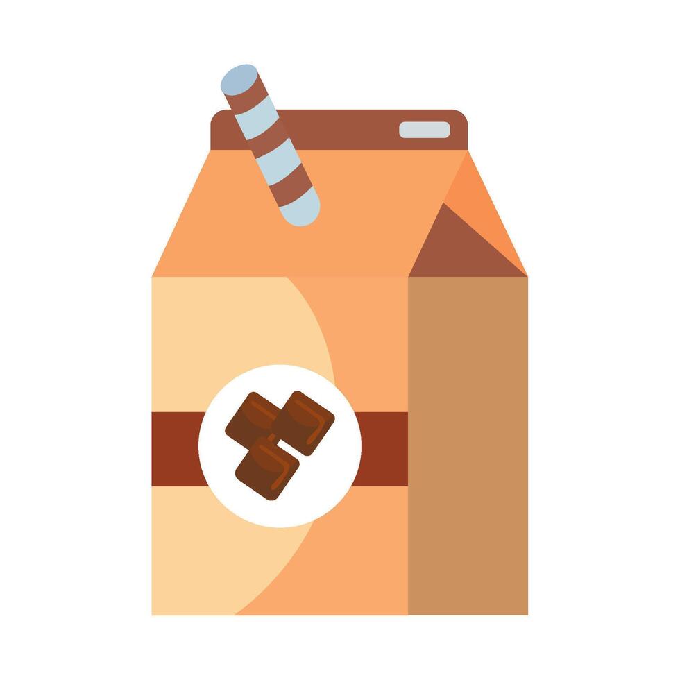 A milk carton with chocolate and a straw vector