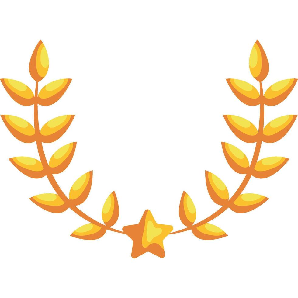 Gold laurel wreath with star vector