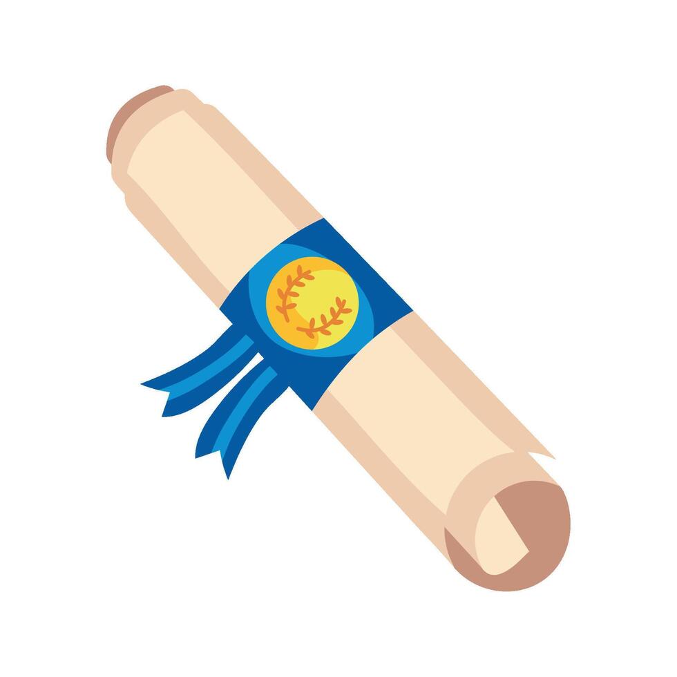 A diploma with a blue ribbon and a gold medal vector