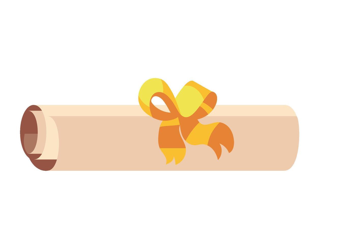 A scroll with a yellow ribbon and a bow vector
