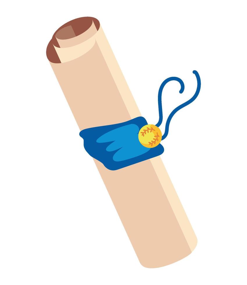 A diploma with a blue ribbon on it vector