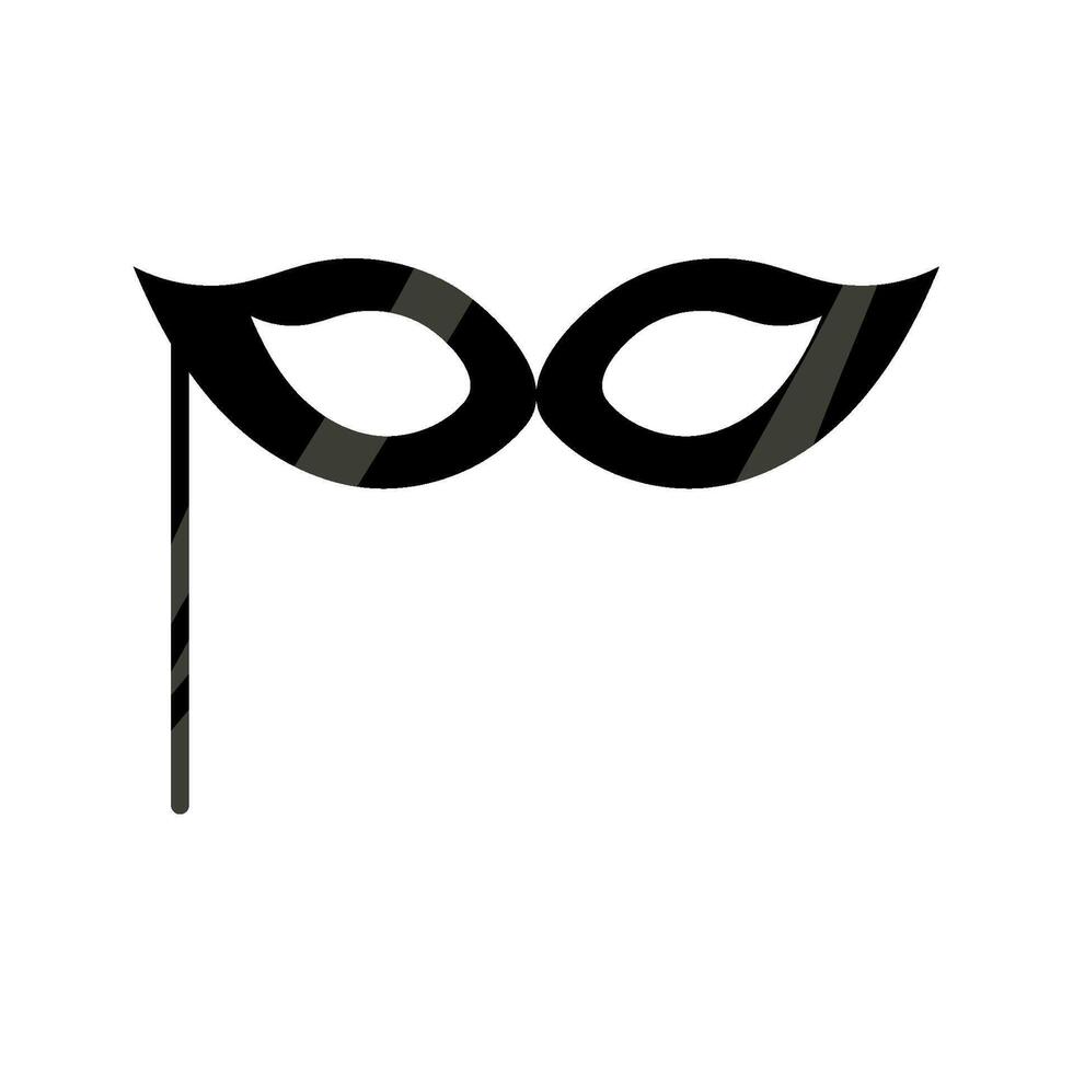 A black mask with a long black line vector