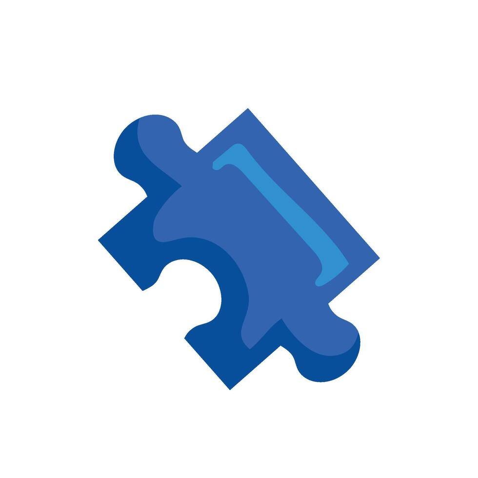 A blue puzzle piece with a blue piece missing vector