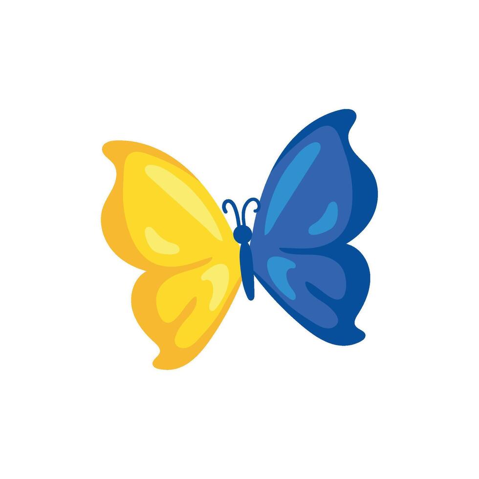 A yellow and blue butterfly on a white background vector