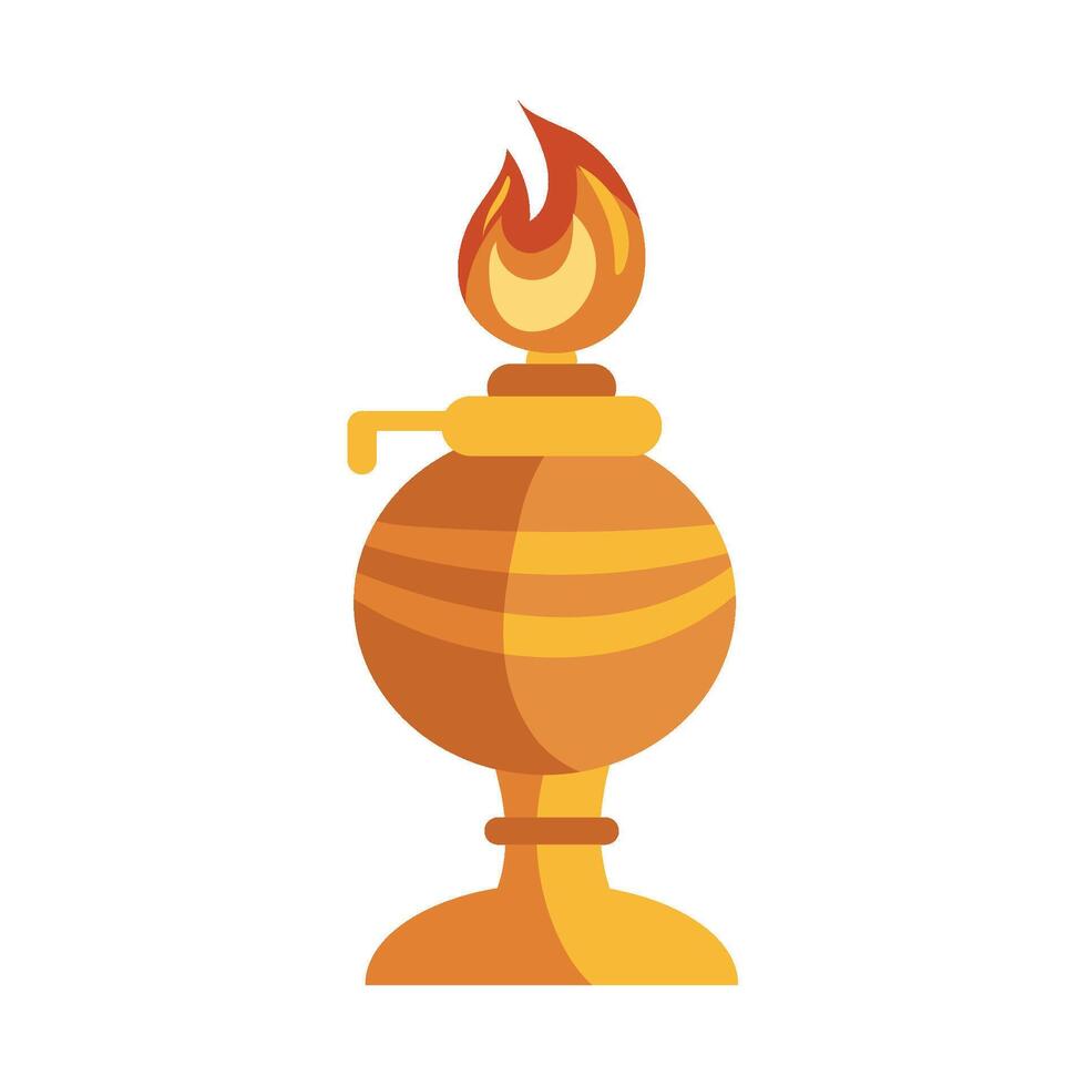 An illustration of a burning oil lamp vector