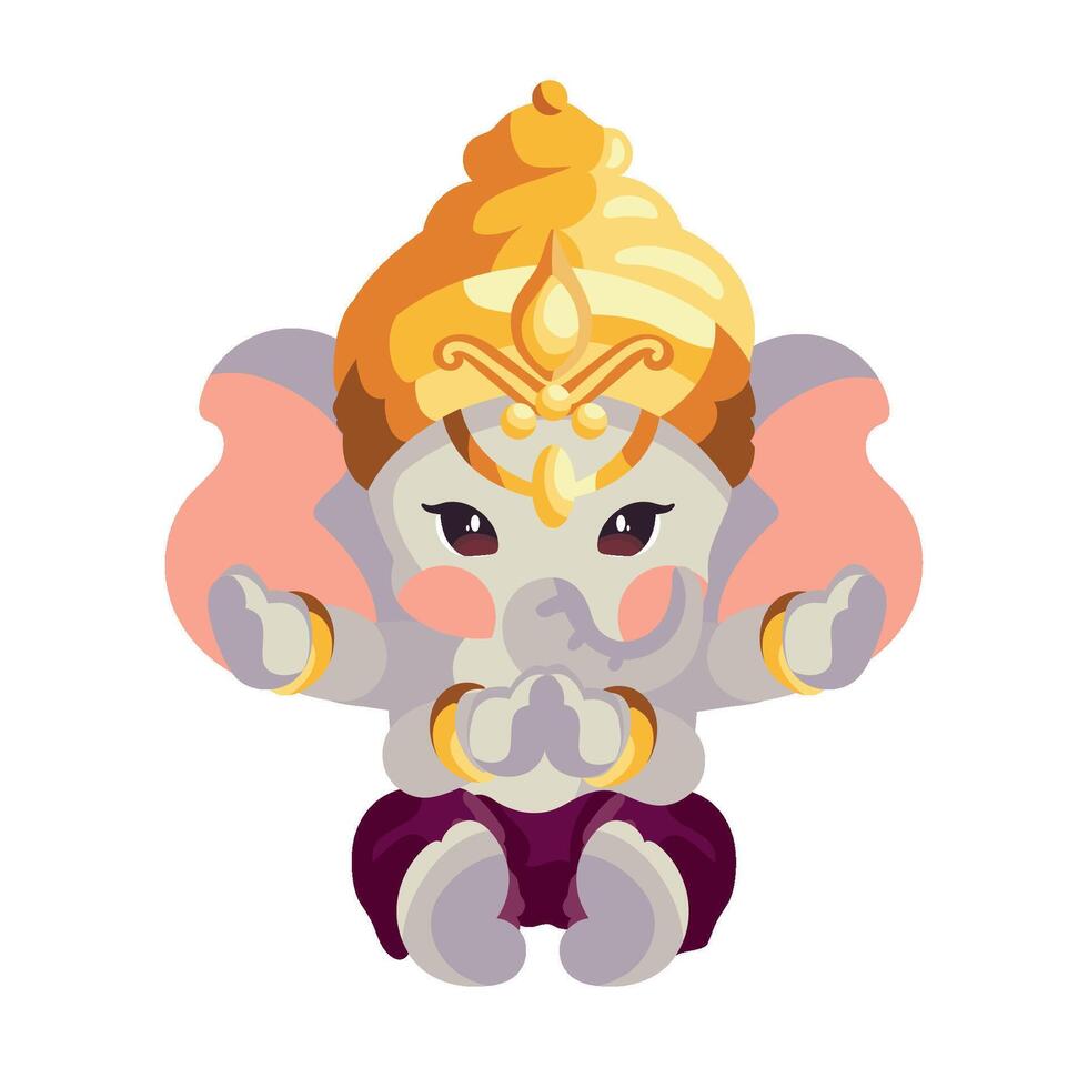 An elephant in a gold headdress with a crown vector