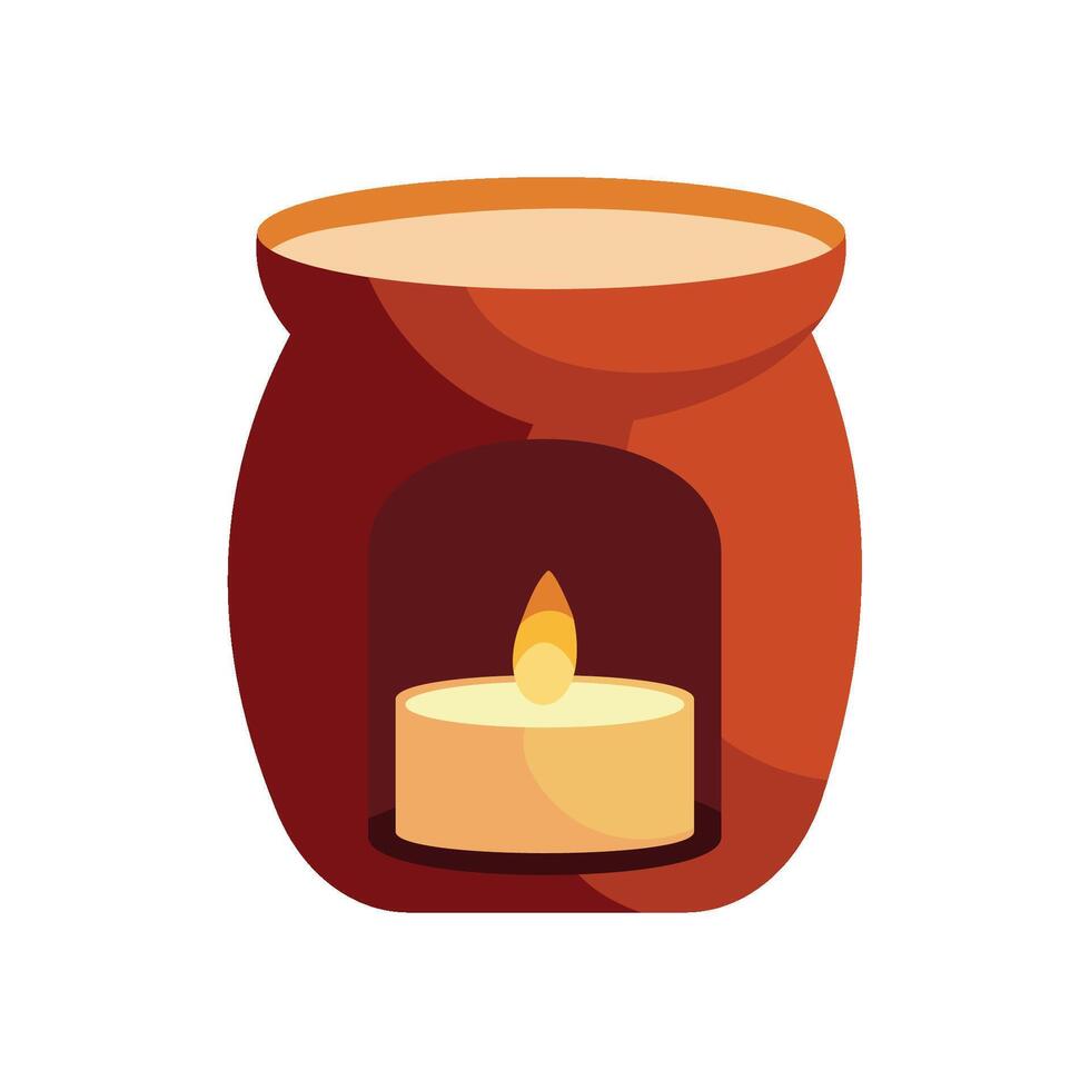 A candle is lit in a pot with a lid vector