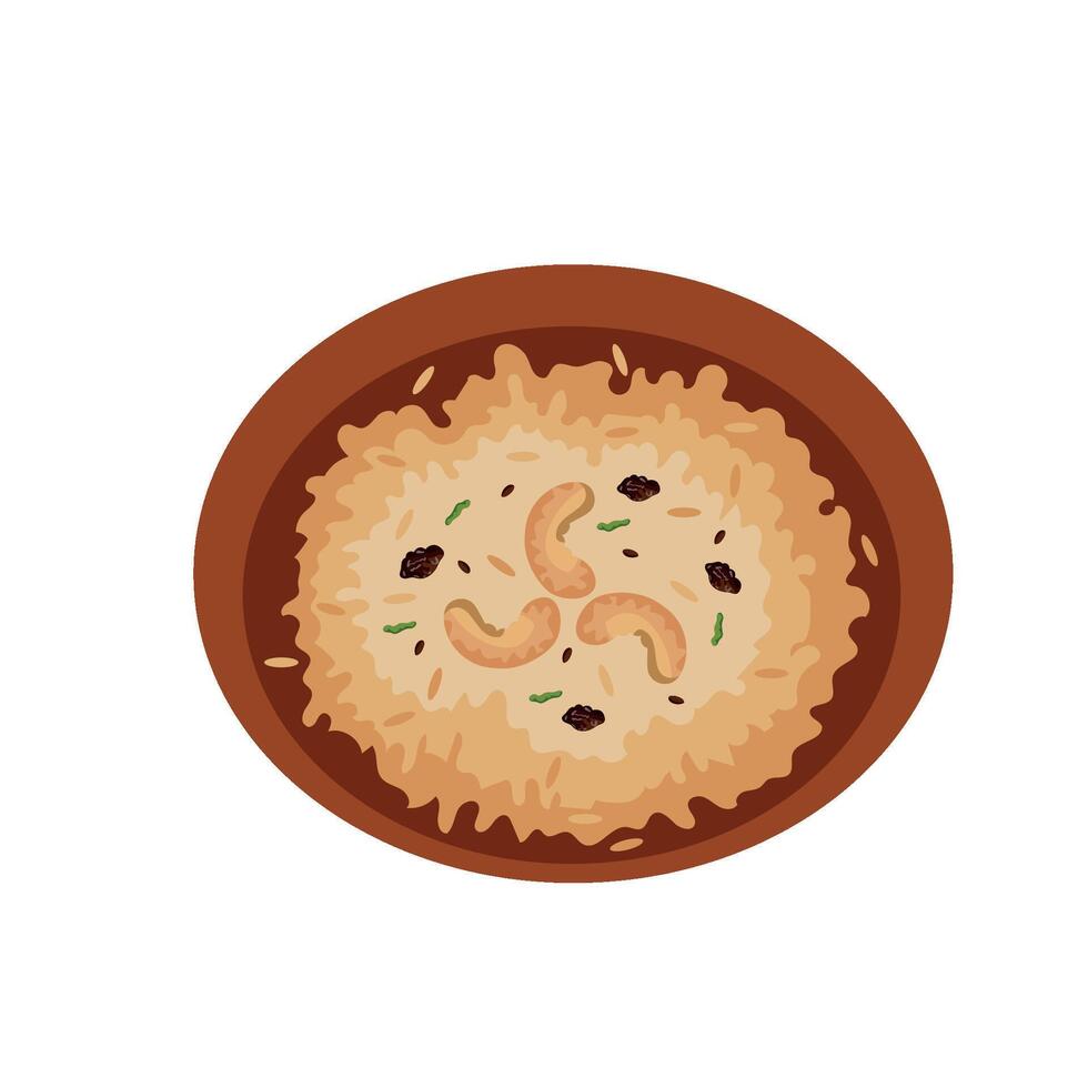 Indian food dish in a brown bowl vector