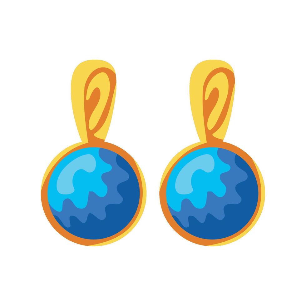 Blue and gold earrings with a blue stone vector