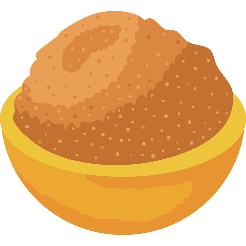 A bowl of brown sugar in a cartoon style vector