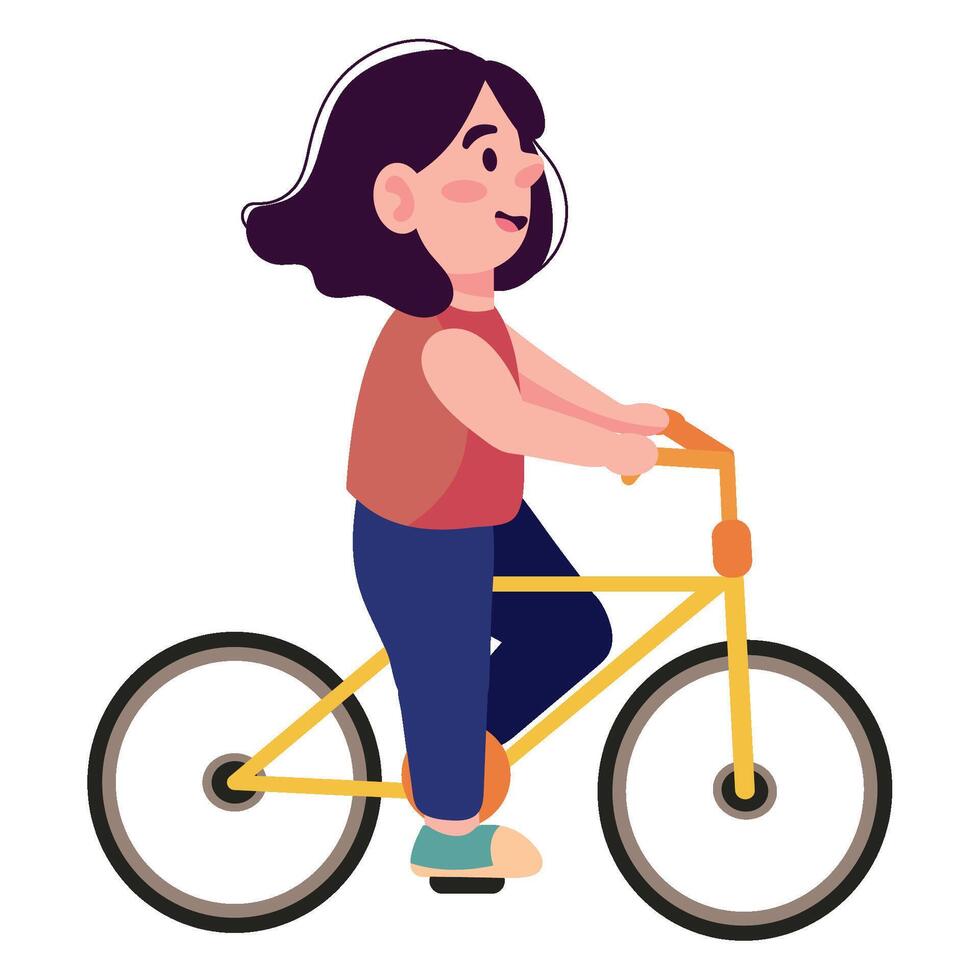 A cartoon girl riding a bike vector