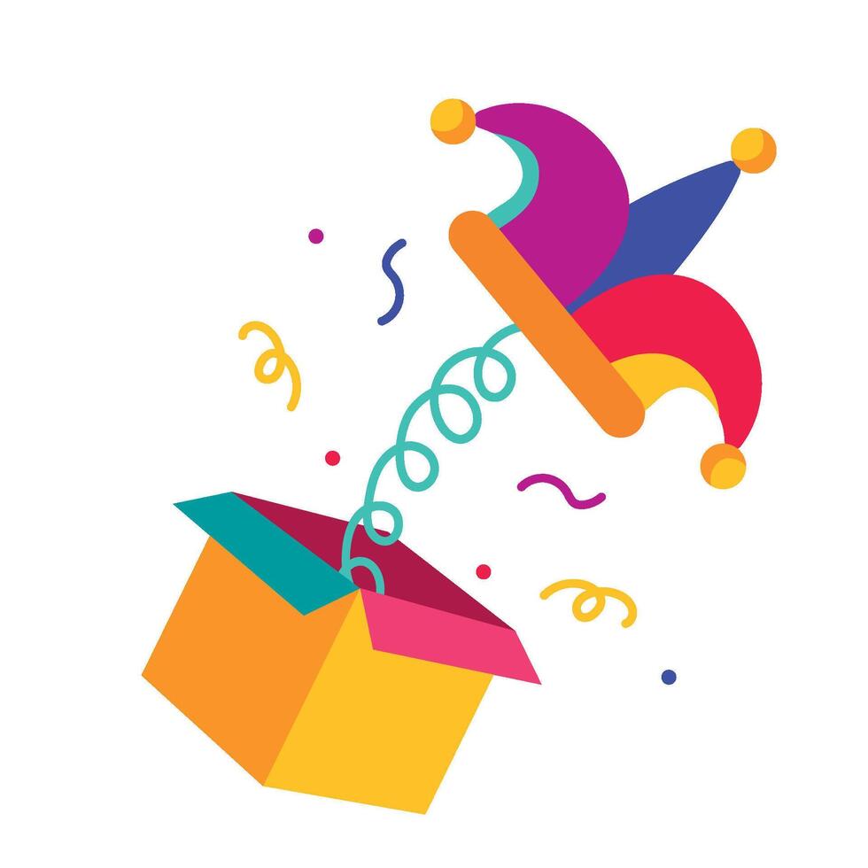 A colorful box with a hat inside vector