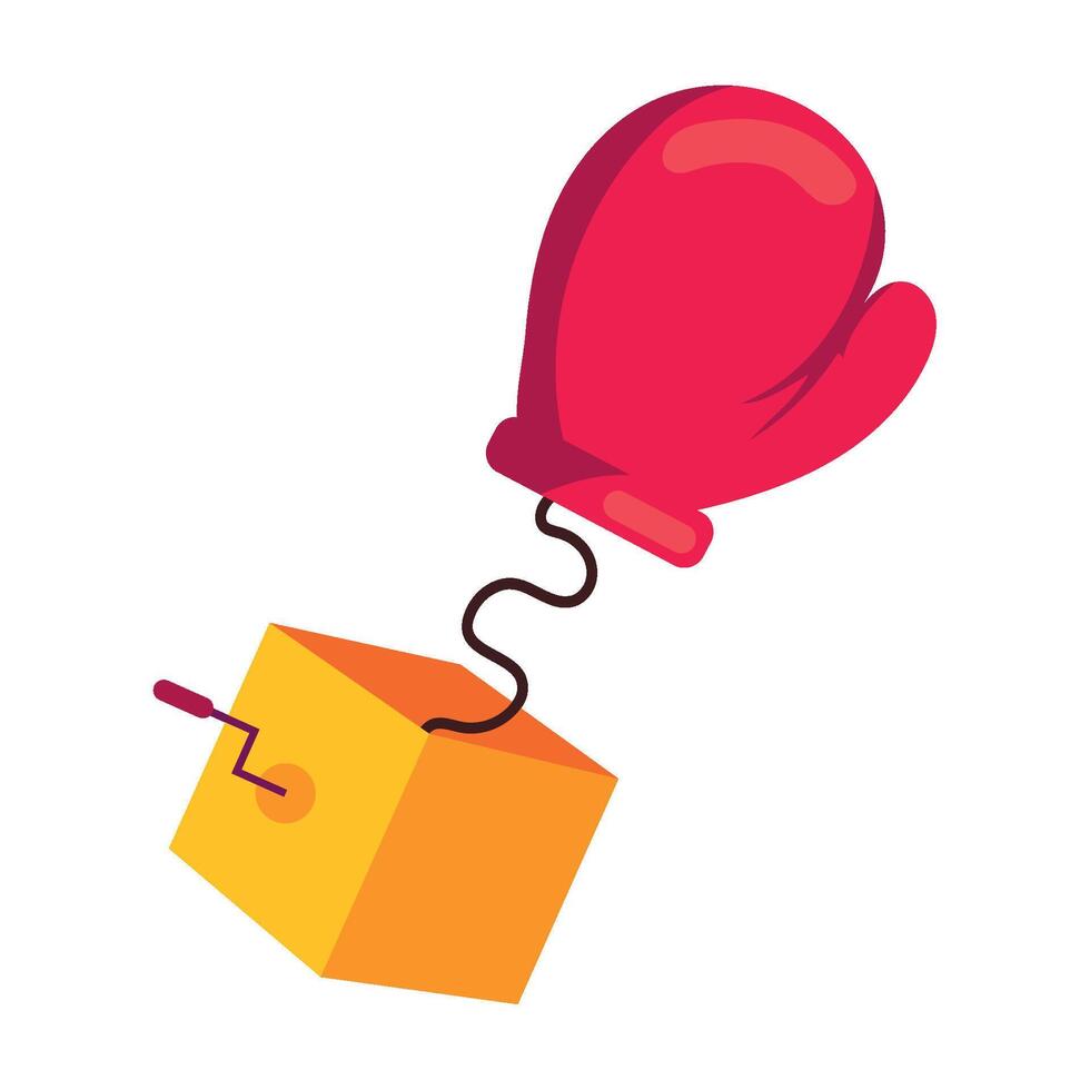 A boxing glove and a cube with a red handle vector