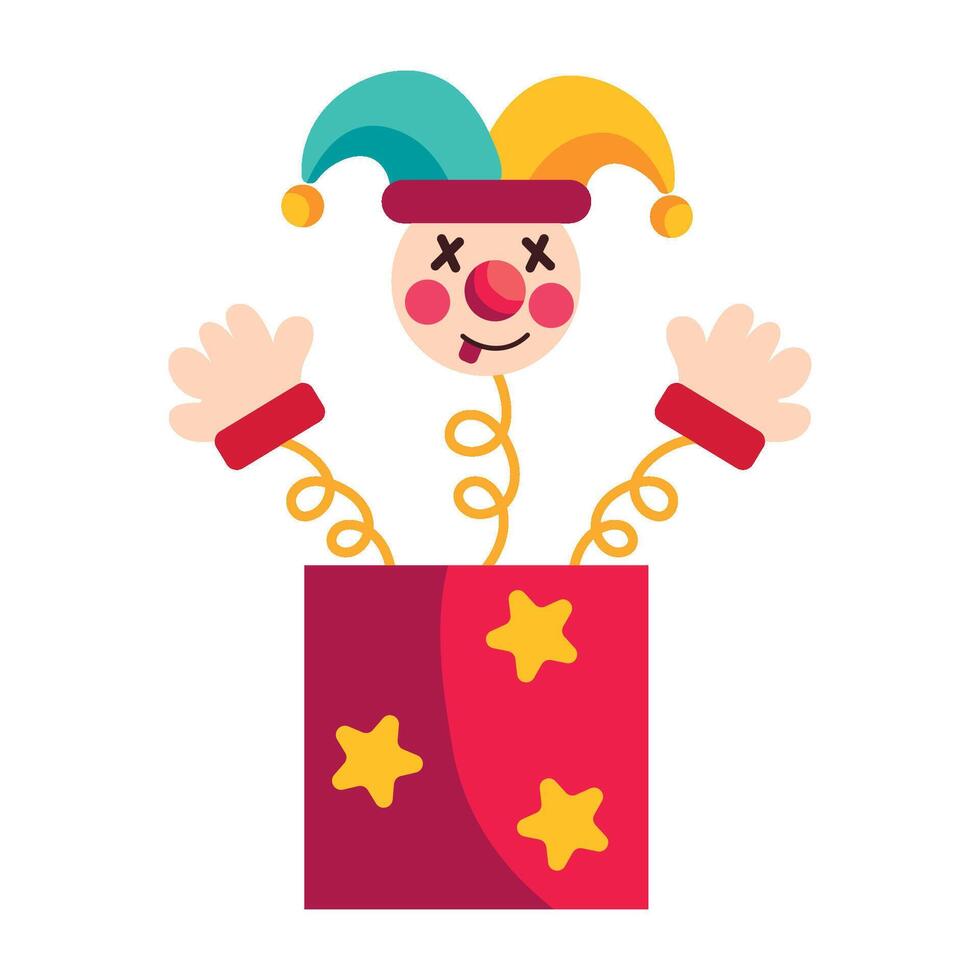 A cartoon clown in a box with stars vector