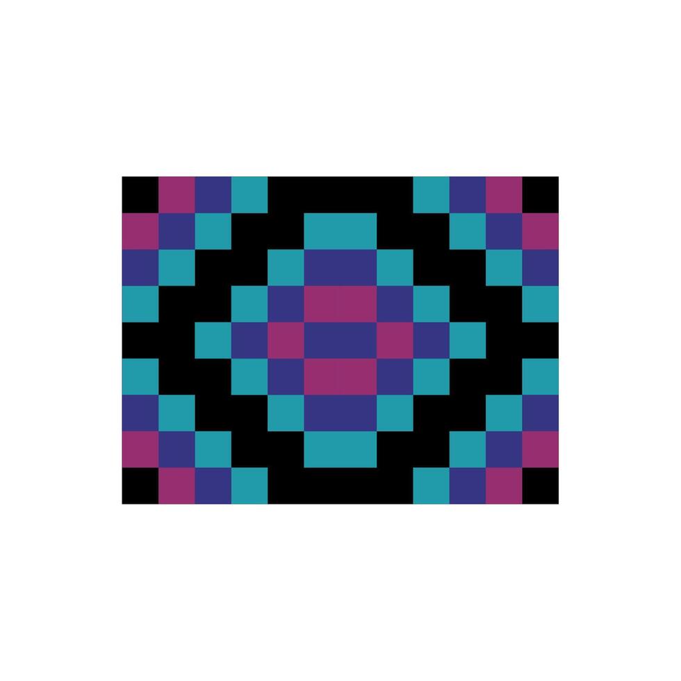 A pixelated square pattern in purple, blue and black vector