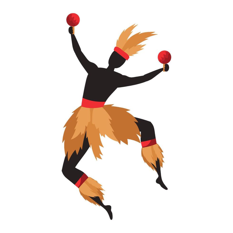 A man in a costume with red balls in his hands vector