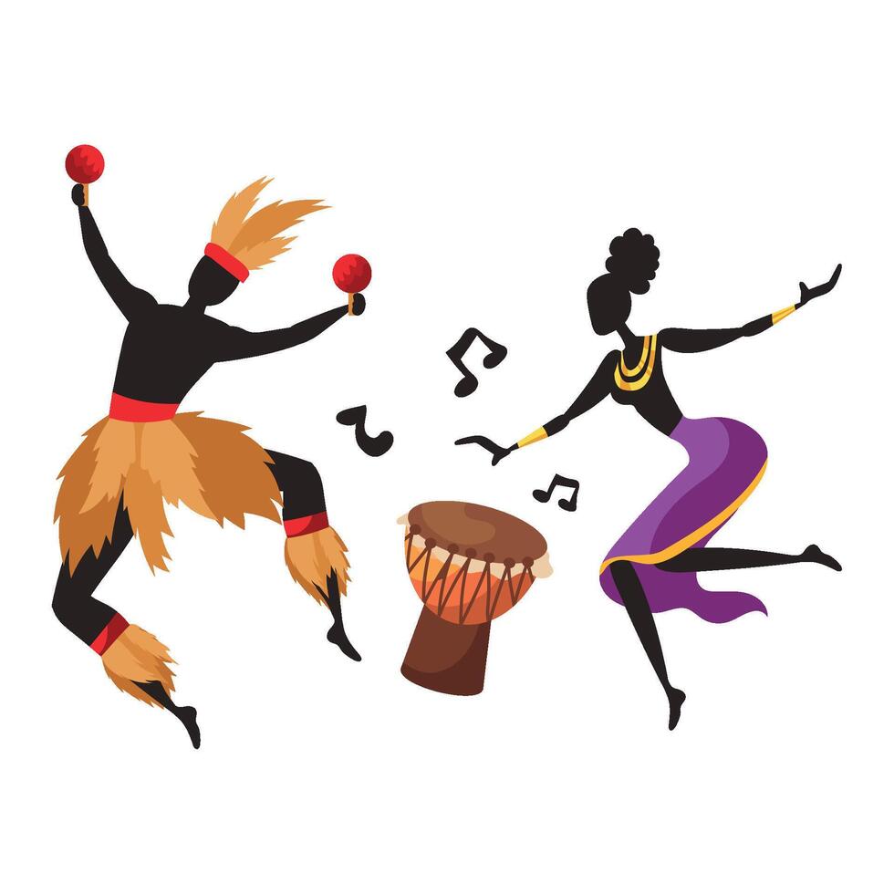 African dance and drum illustration vector