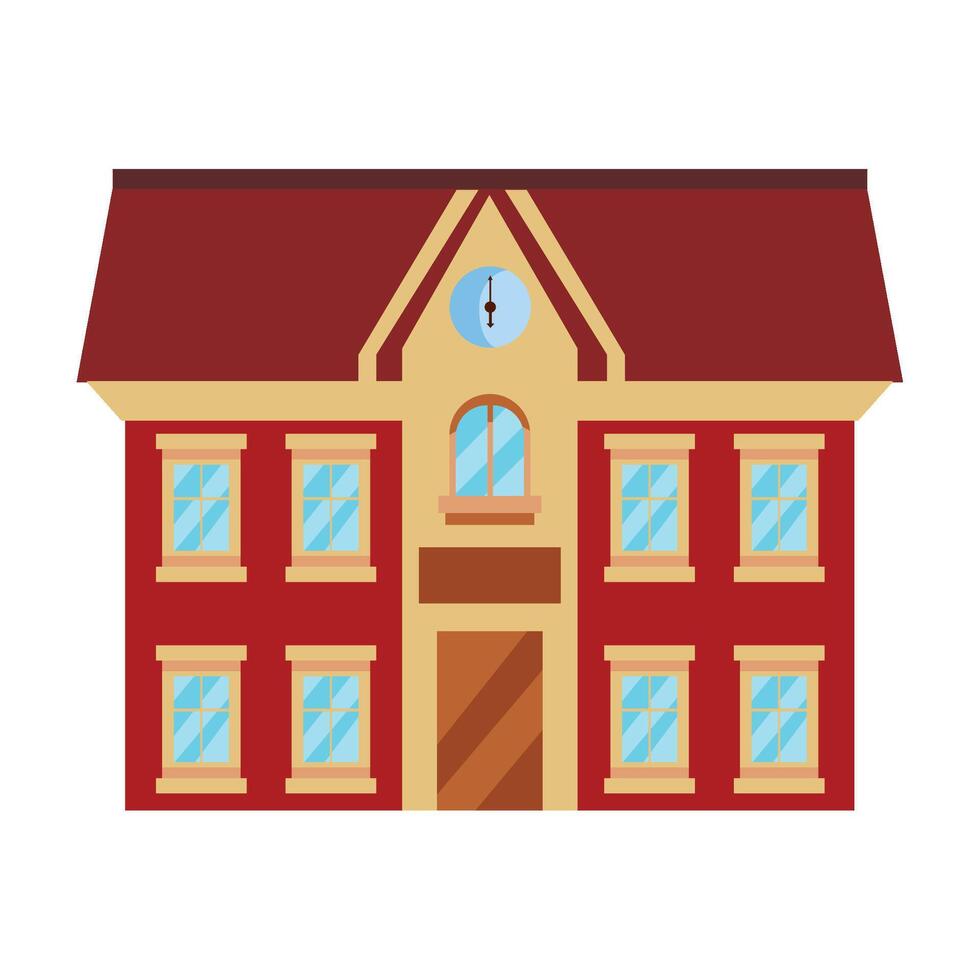 School building with clock icon illustration design vector