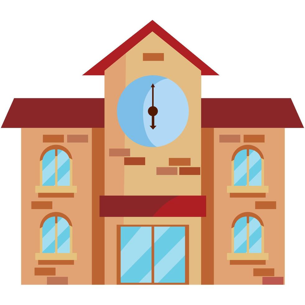 School building with clock vector
