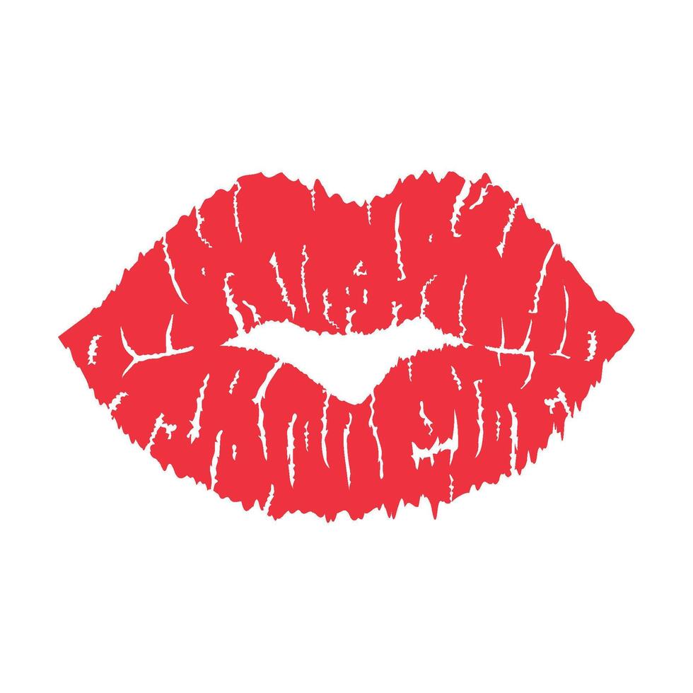 A red lipstick kiss on a white background vector