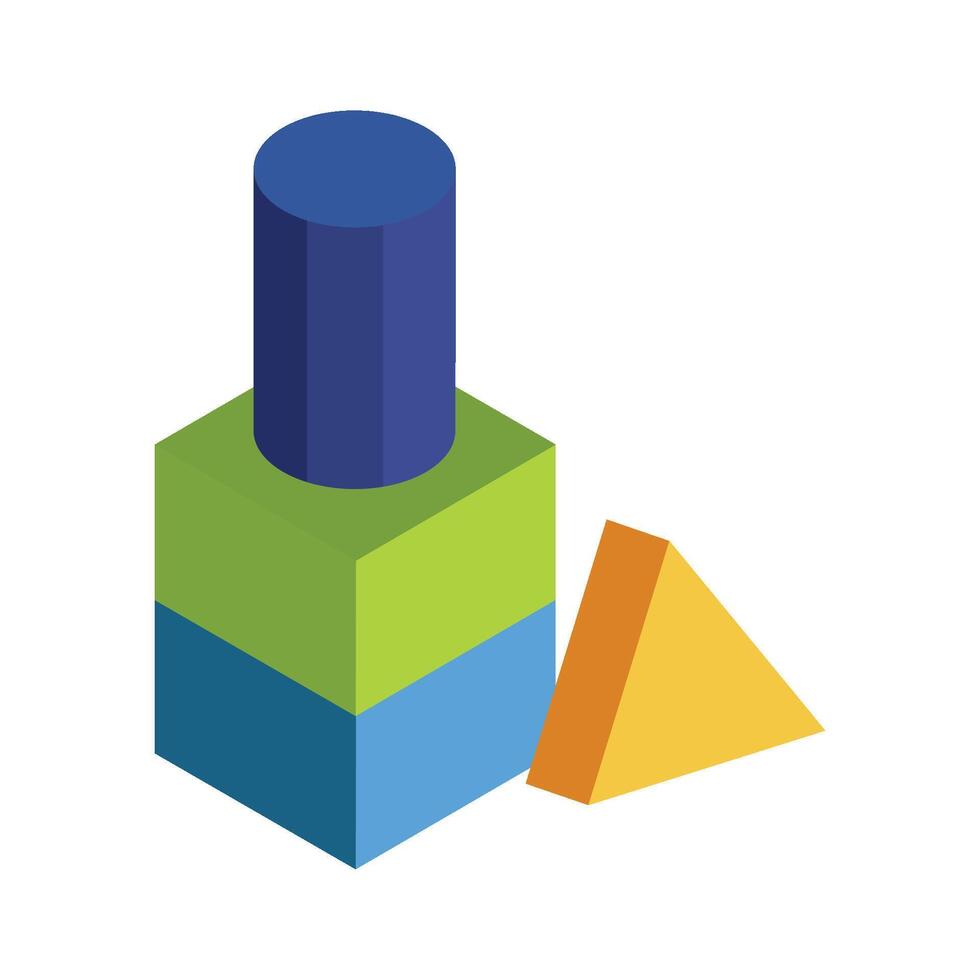A colorful cube with a triangle and a triangle vector