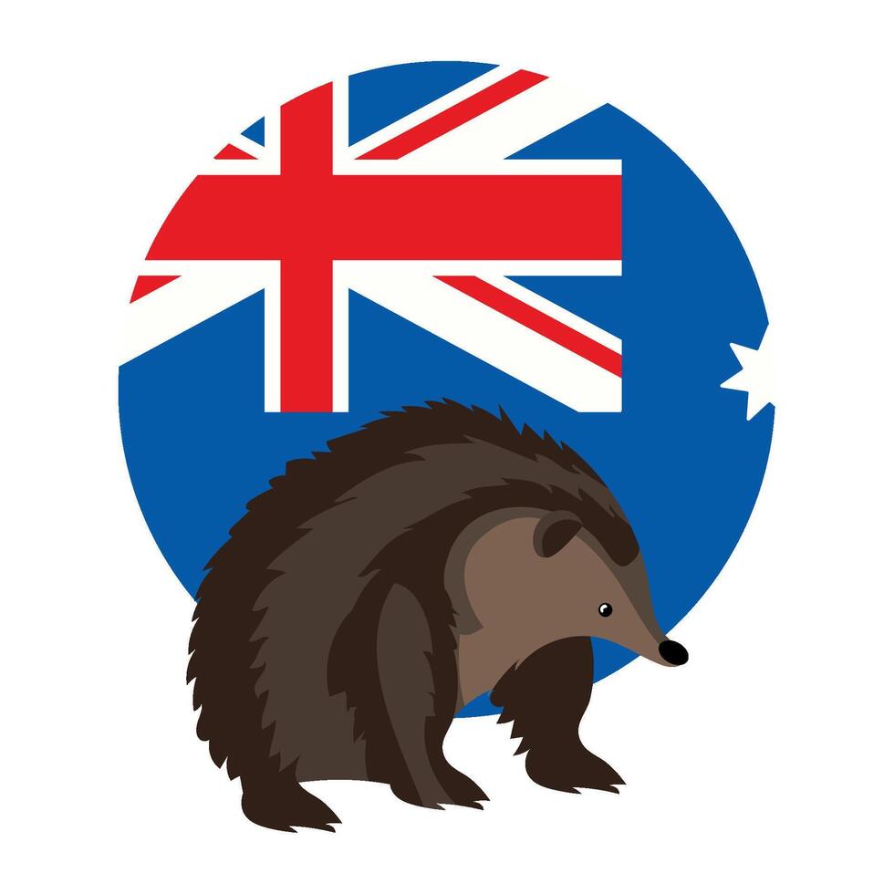 An australian hedgehog in front of the australian flag vector