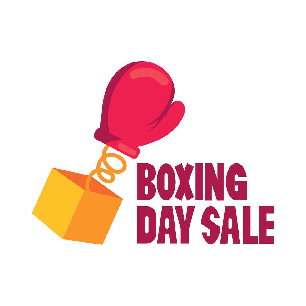 Boxing day sale logo with boxing glove and box vector