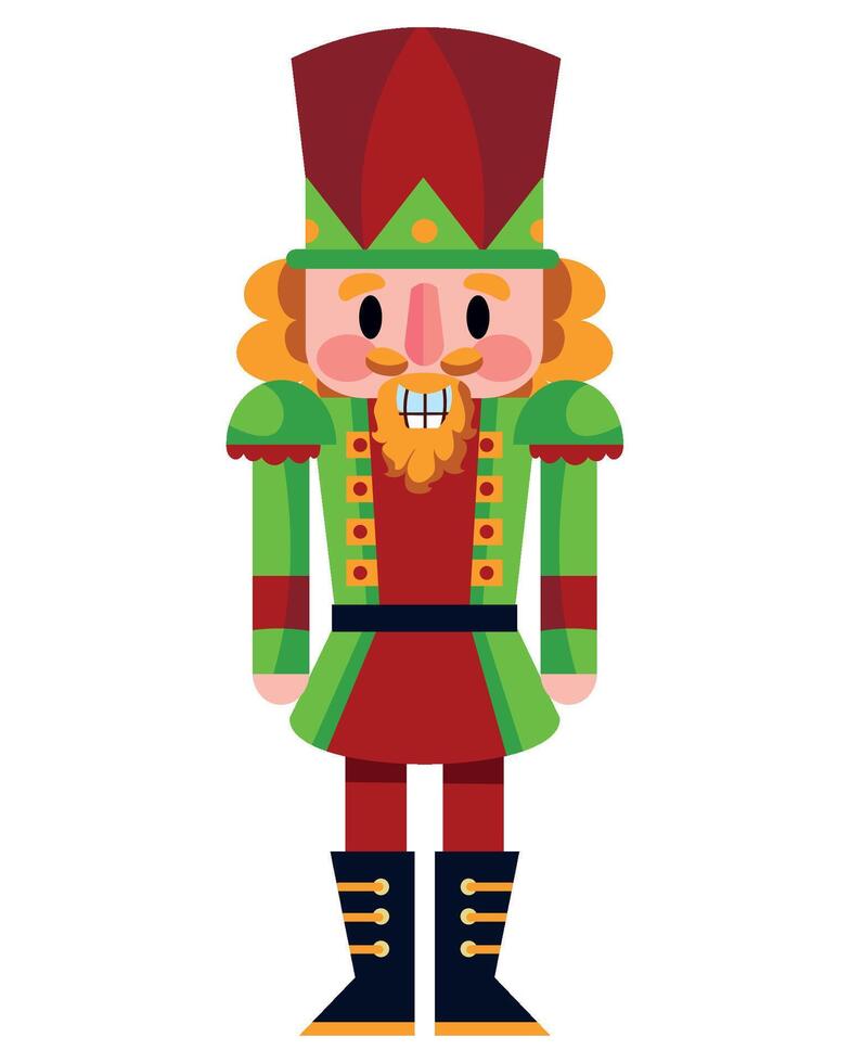 A nutcracker with a red and green outfit vector