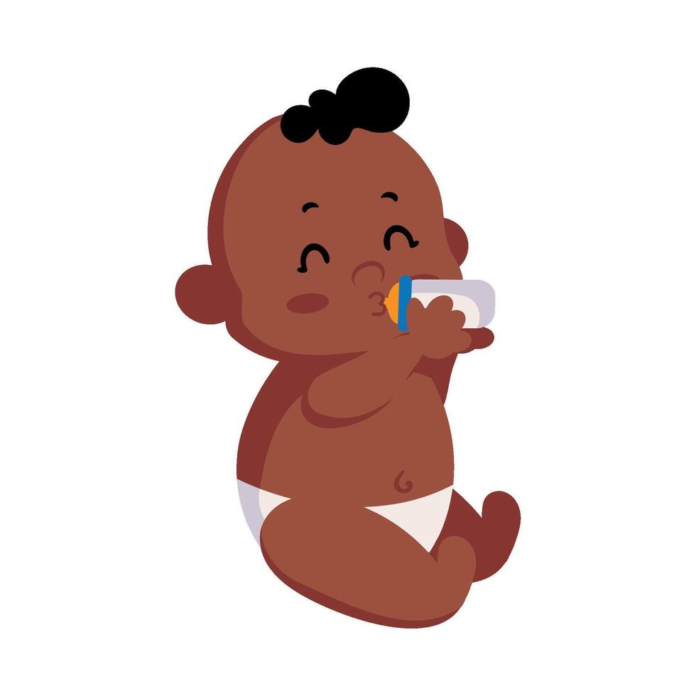An illustration of a baby drinking milk vector