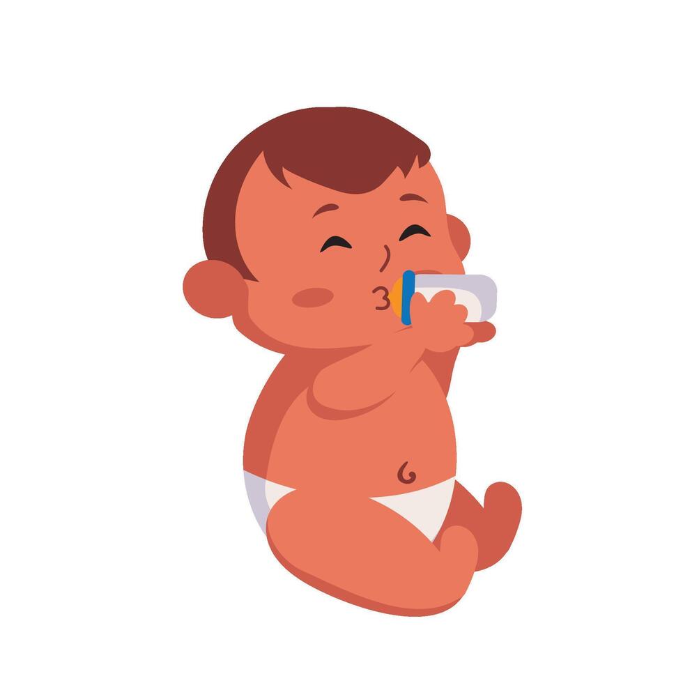 A baby drinking milk from a bottle vector