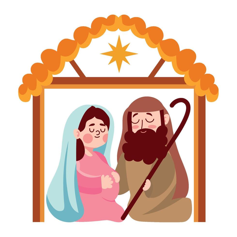 Christmas nativity scene with jesus and mary vector