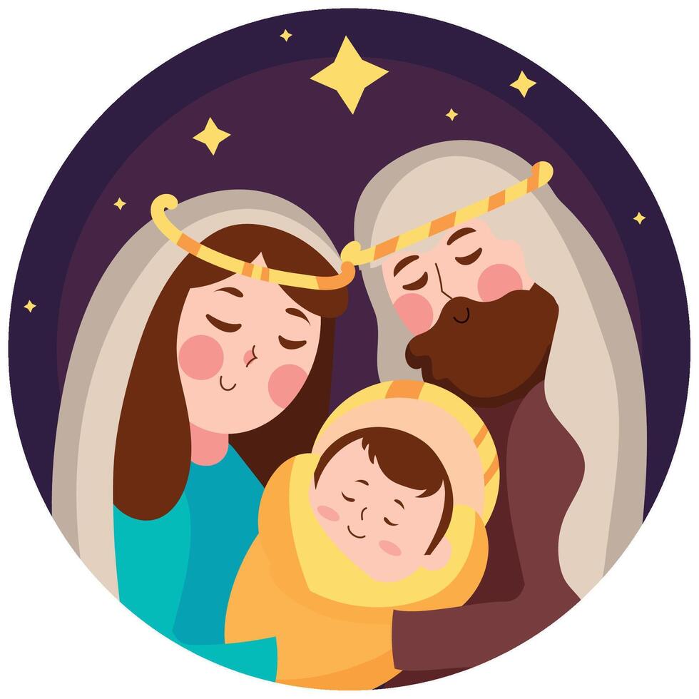 Christmas nativity scene with jesus and mary vector