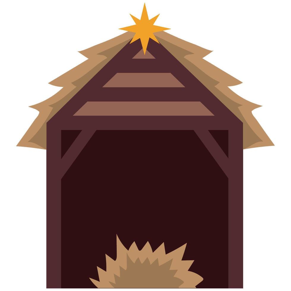 A manger with a star on top and a straw roof vector