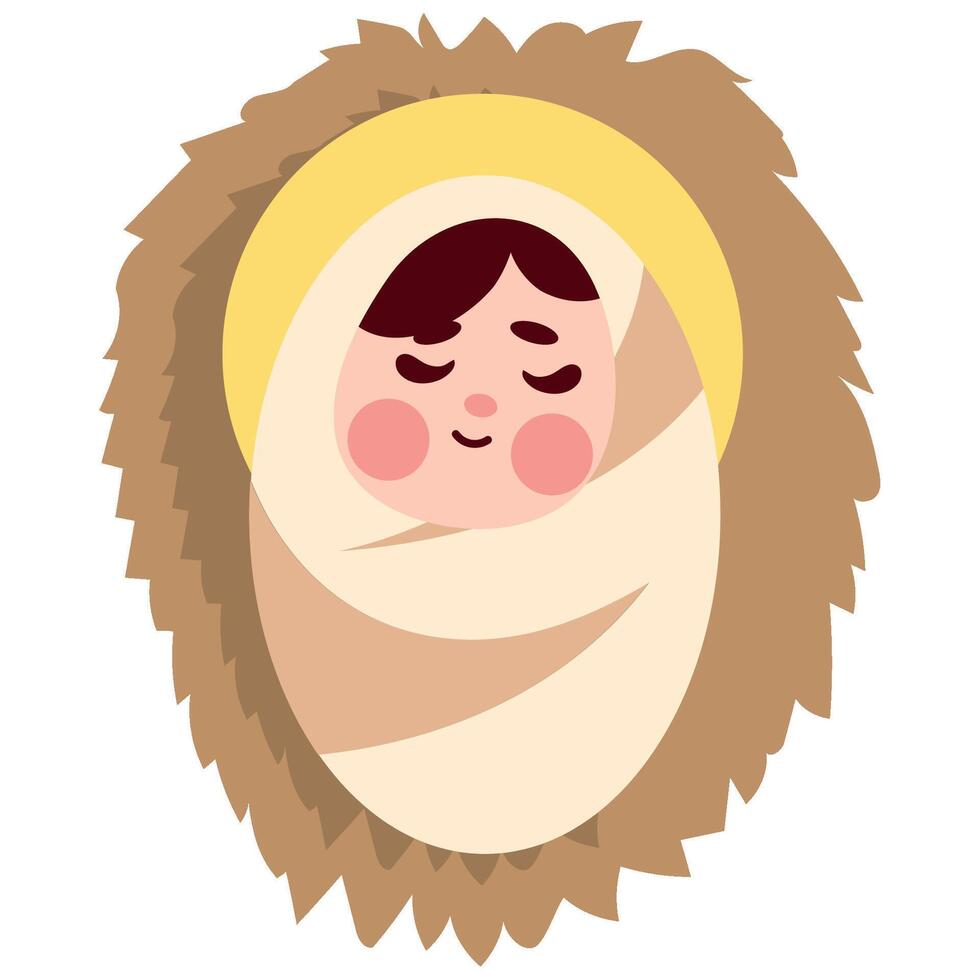 Baby jesus in the manger illustration vector