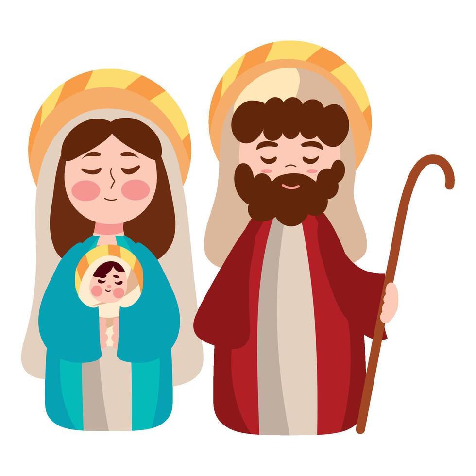 Christmas nativity scene with mary and jesus vector