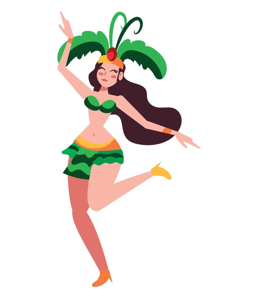 A woman in a costume dancing with a green leaf vector