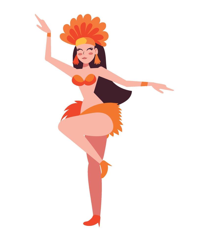 A woman in an orange costume dancing vector