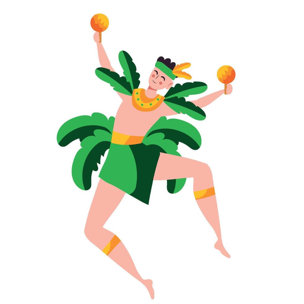 A man in a green costume is dancing with a ball vector